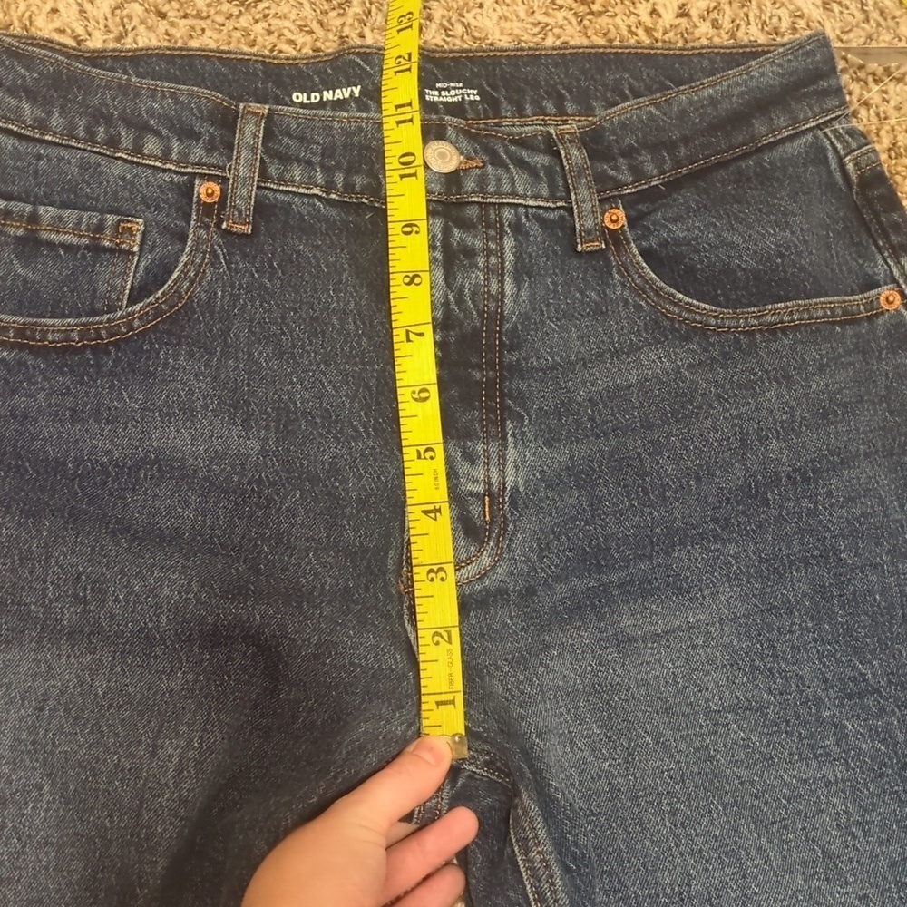 Old Navy petite dark blue mid rise slouchy straight jeg jeans - Picture 10 of 14